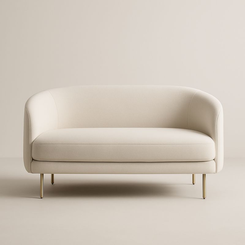 Canapé 2 Places en Tissu Blanc avec Pieds en Métal