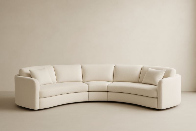 Canapé modulaire courbé en tissu beige