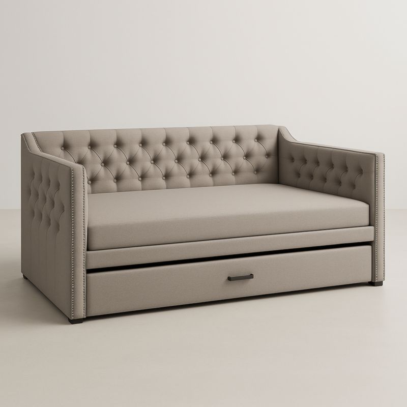 Canapé-lit en tissu avec rangement Gris Taupe