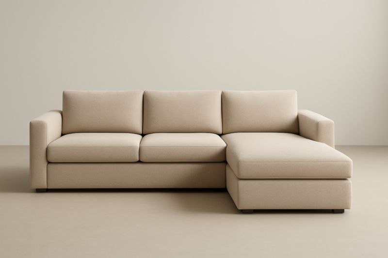 Canapé d'angle en tissu avec méridienne