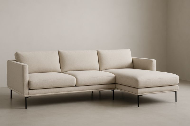 Canapé d'angle en tissu avec pieds en métal 283x95x85 cm