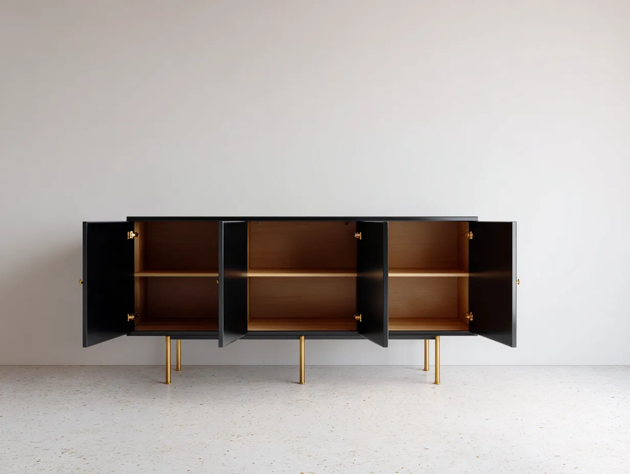 Meuble d'entrée - bois-métal - 170x45x78 cm - noir - style contemporain élégant-Bamboomyhaus