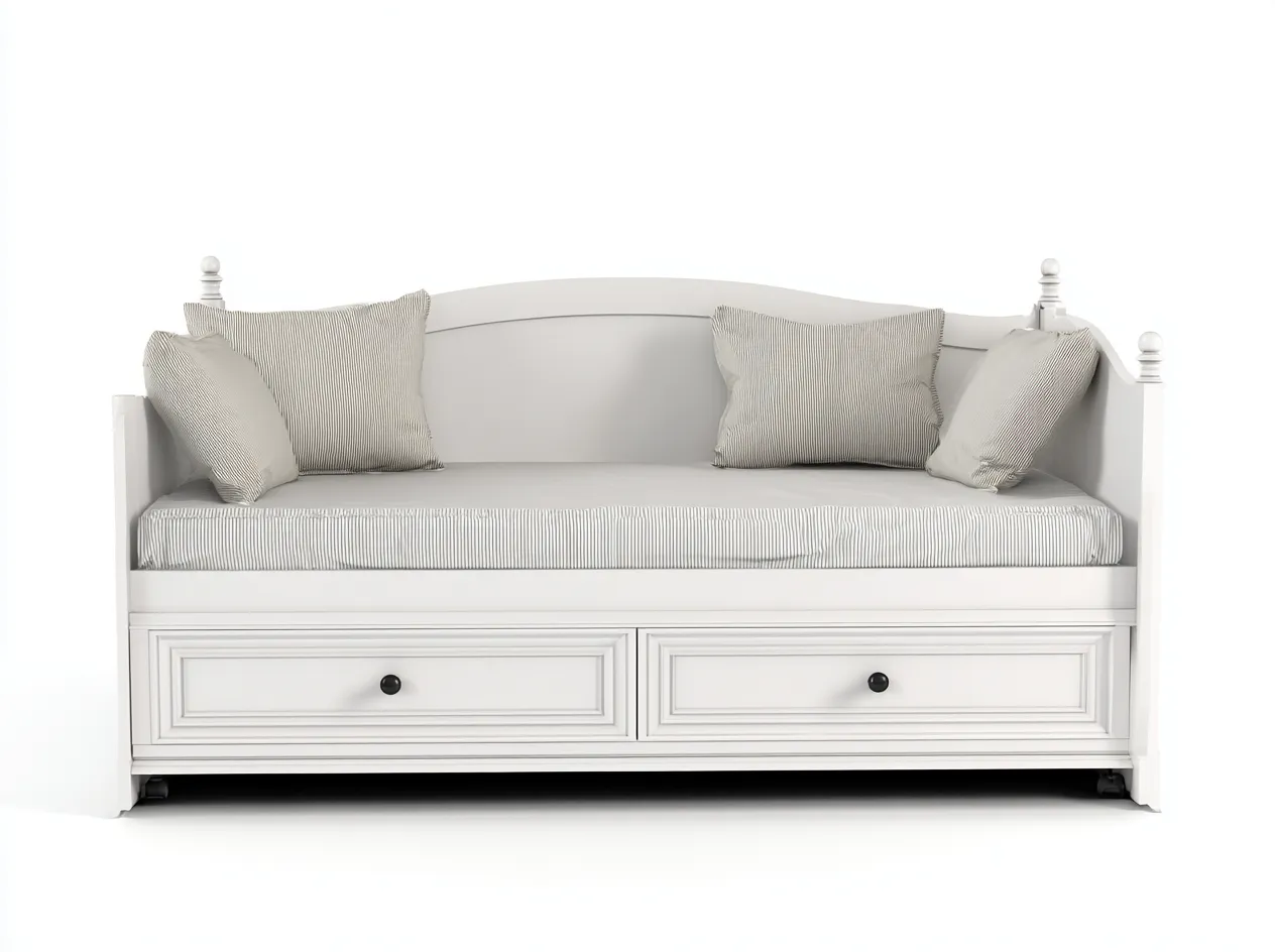 Canapé lit - bois - 202x90x76 cm - blanc - style classique-Bamboomyhaus