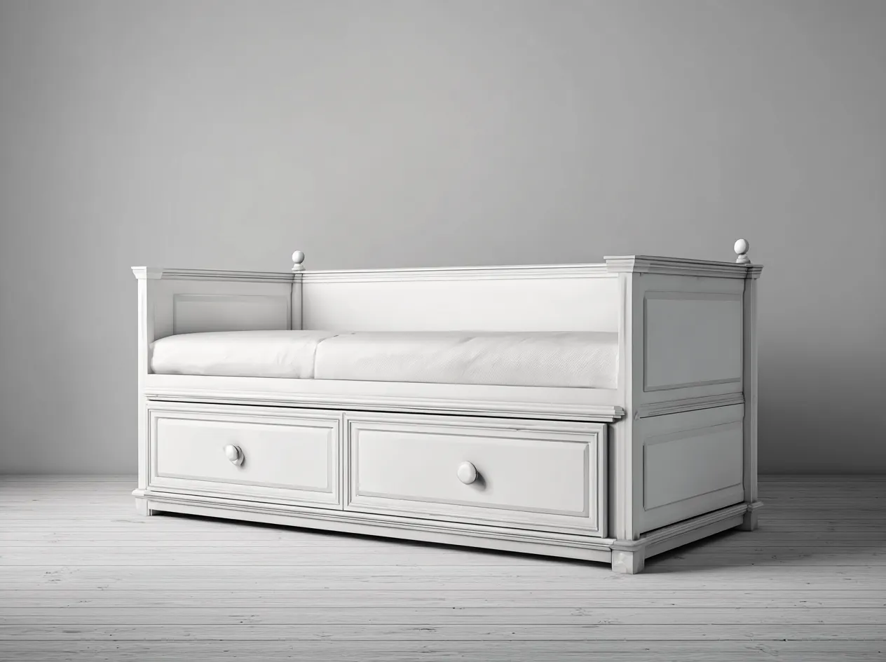 Canapé lit - bois - 198x90x76 cm - blanc - style classique-Bamboomyhaus