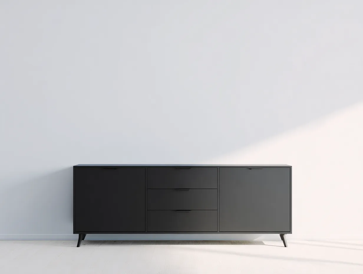 Meuble d'entrée - bois - 185x44x74 cm - noir - style contemporain épuré-Bamboomyhaus