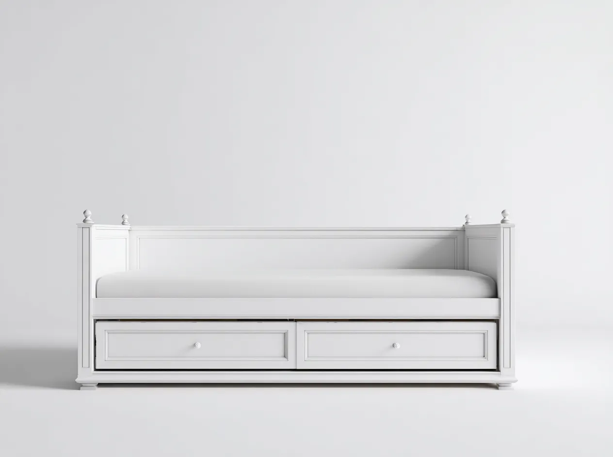 Canapé lit - bois - 198x88x74 cm - blanc - style classique-Bamboomyhaus