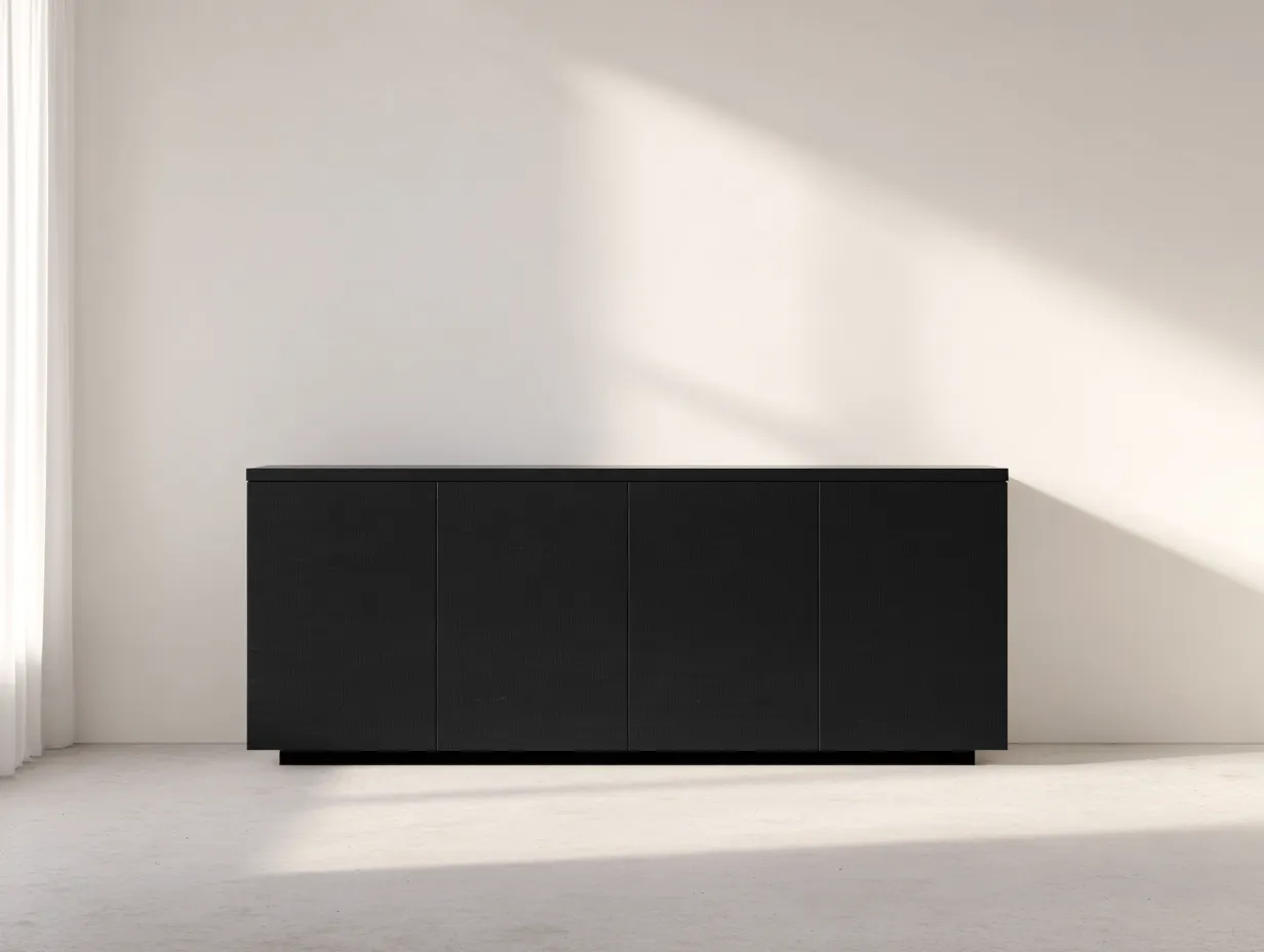 Meuble d'entrée - bois - 200x45x72 cm - noir - style minimaliste contemporain-Bamboomyhaus