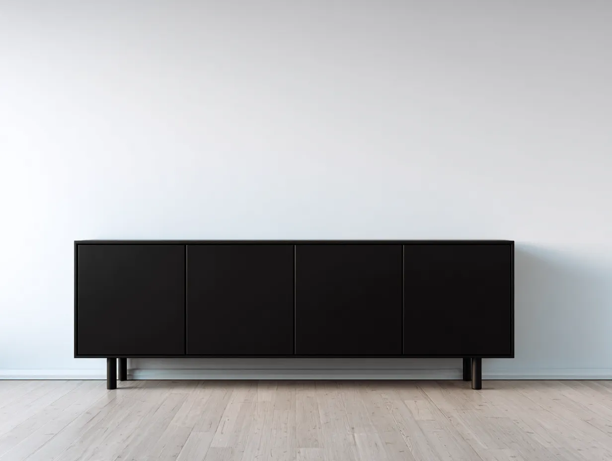 Meuble d'entrée - bois - 190x42x70 cm - noir - style moderne épuré-Bamboomyhaus