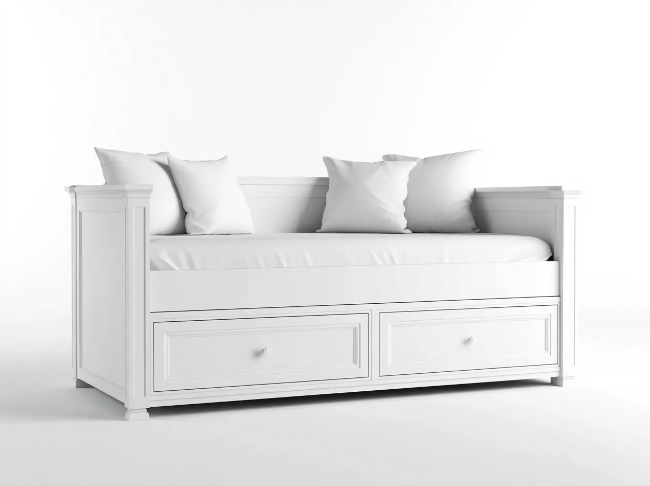 Canapé lit - bois - 198x92x74 cm - blanc - style classique-Bamboomyhaus