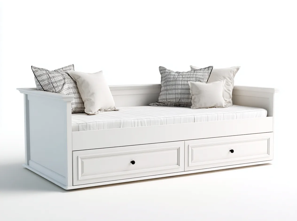 Canapé lit - bois - 198x92x74 cm - blanc - style classique-Bamboomyhaus