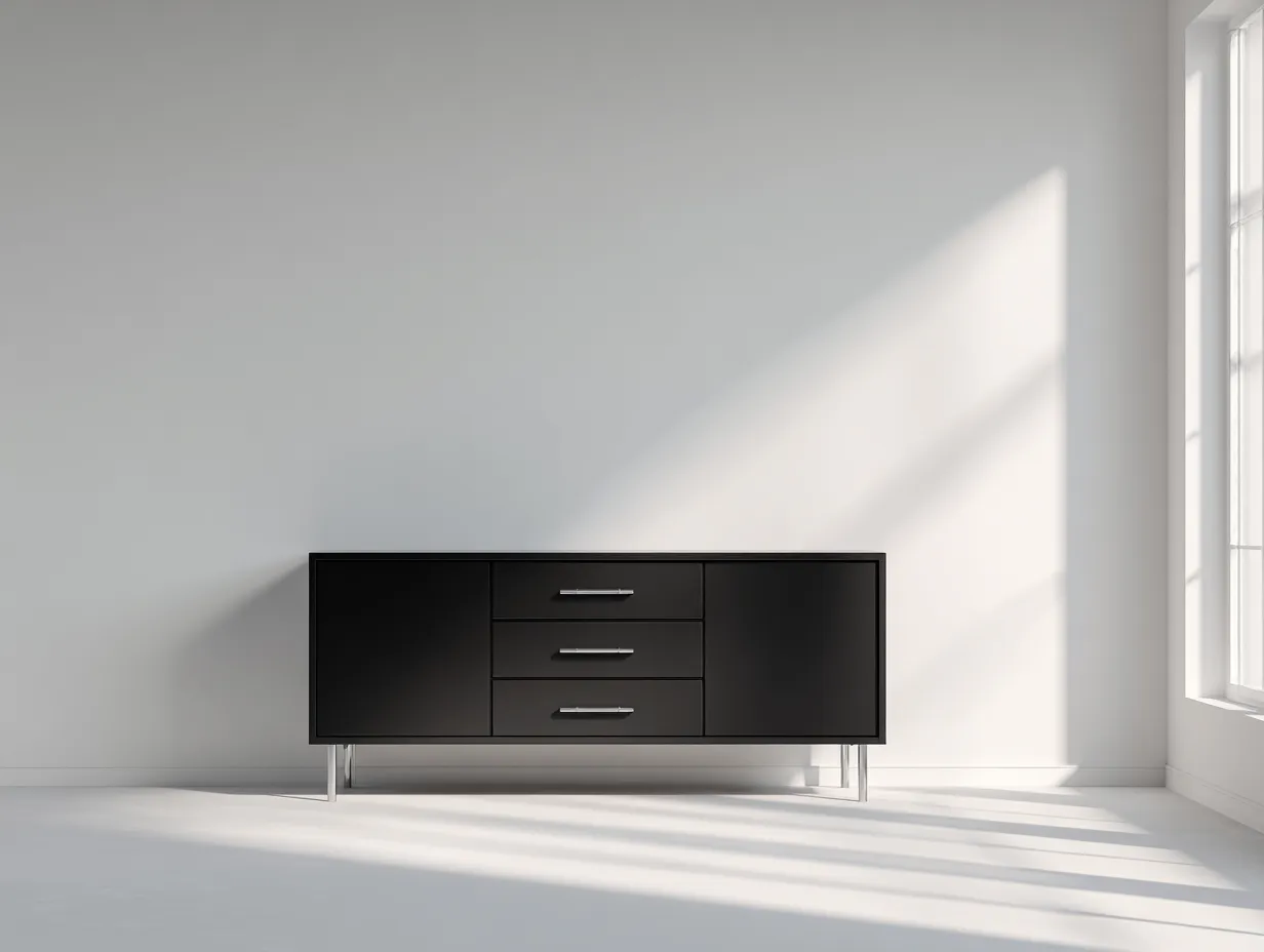 Meuble d'entrée - bois-métal - 160x45x70 cm - noir - style contemporain épuré-Bamboomyhaus