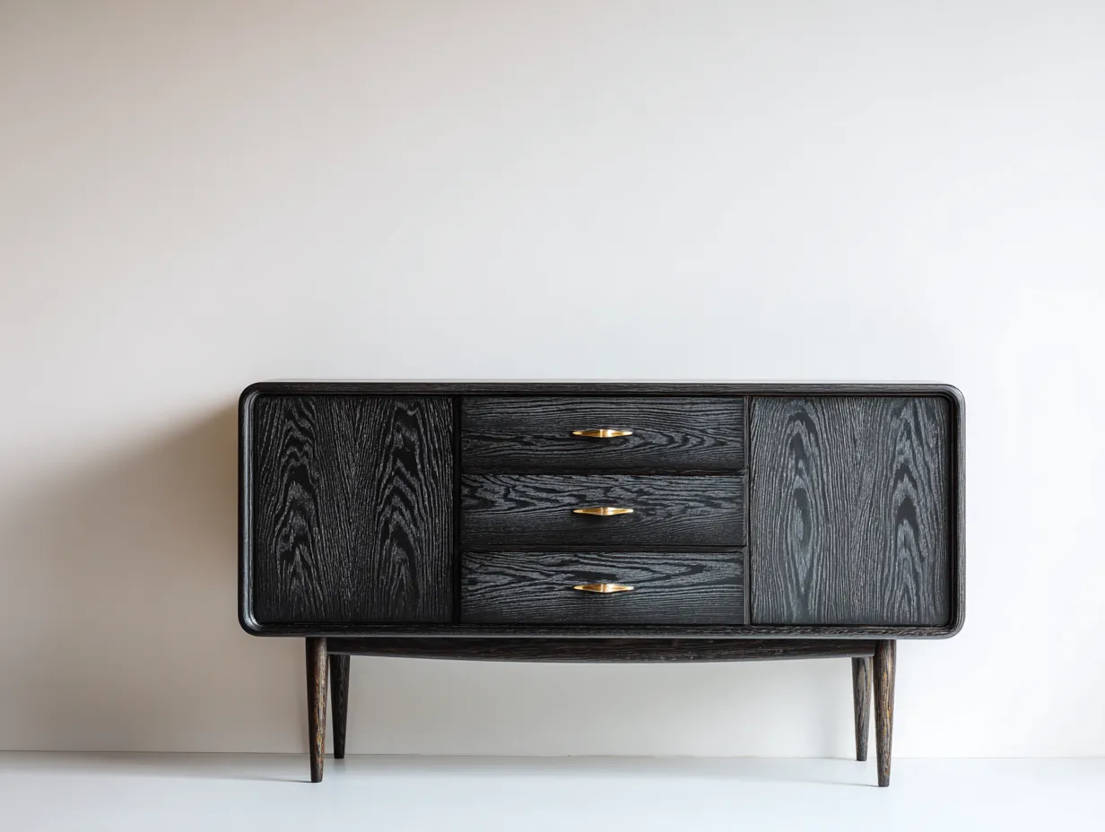 Meuble d'entrée - bois - 145x42x78 cm - noir - style moderne fonctionnel-Bamboomyhaus