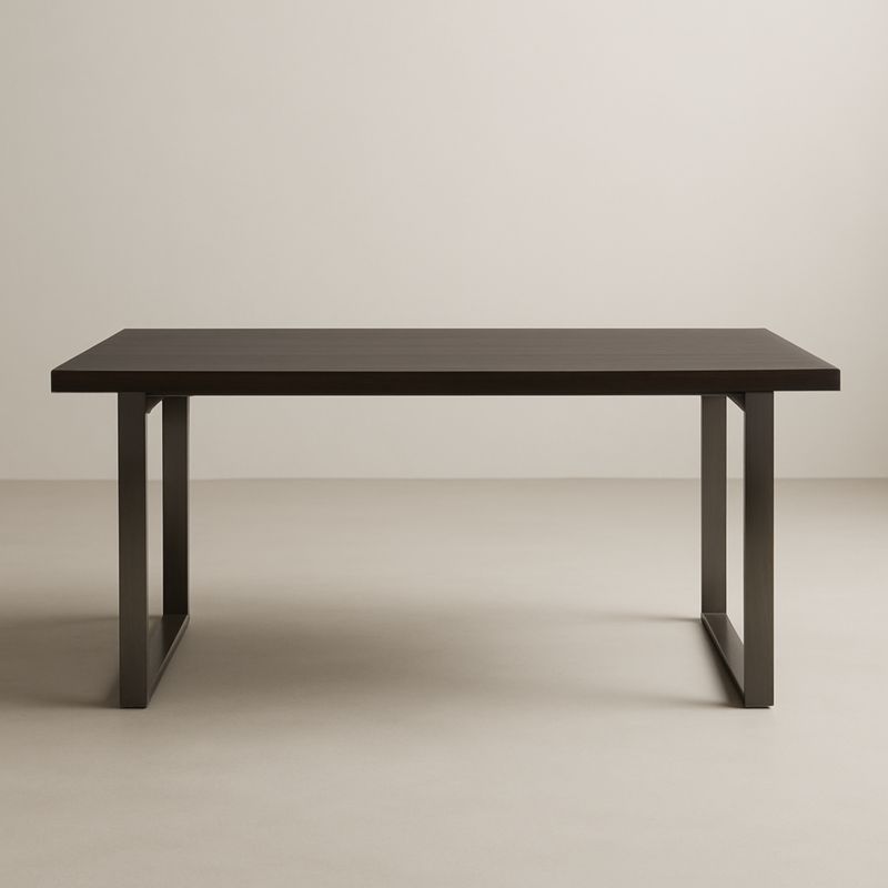 Table rectangulaire bois foncé acier inoxydable 180x90x75 cm