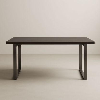 Table rectangulaire bois foncé acier inoxydable 180x90x75 cm