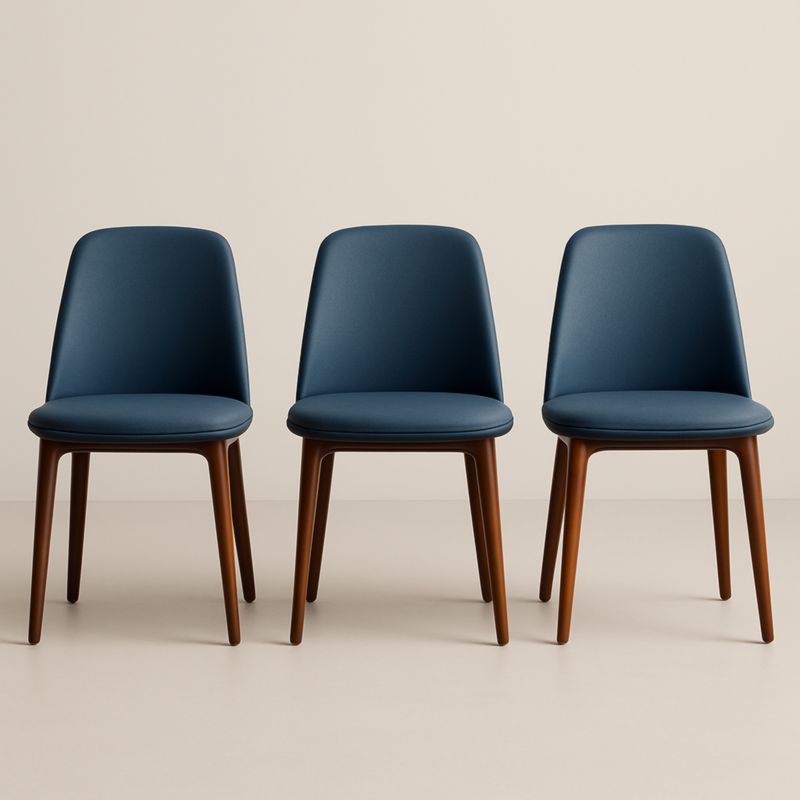 Lot de 3 chaises en bois et polyester bleu