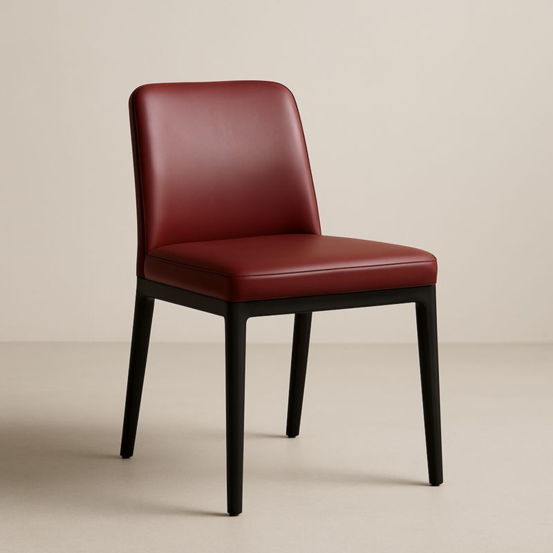 Chaise en cuir PU rouge avec structure en bois noir