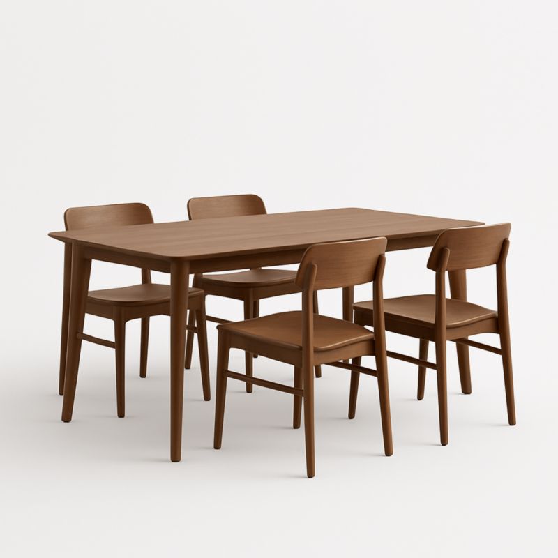 Ensemble table et chaises en bois marron