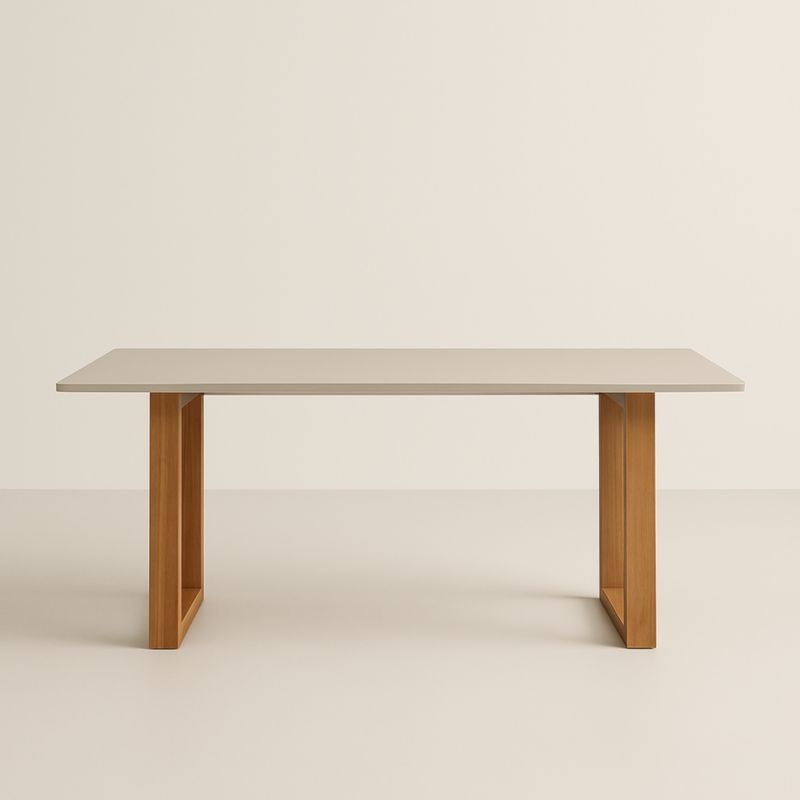 Table rectangulaire en bois et placage beige 200x90x75 cm