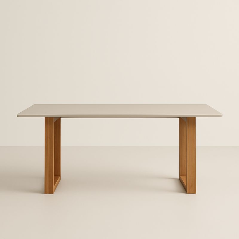 Table rectangulaire en bois et placage beige 200x90x75 cm