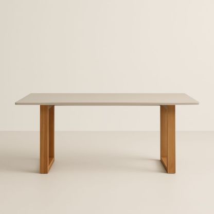 Table rectangulaire en bois et placage beige 200x90x75 cm