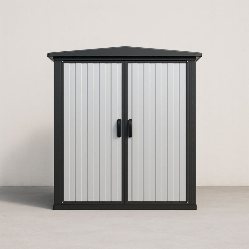 Abri de Jardin en Résine à 2 Portes Gris/Noir