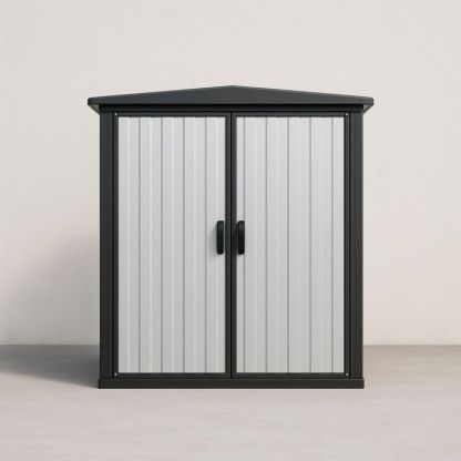 Abri de Jardin en Résine à 2 Portes Gris/Noir