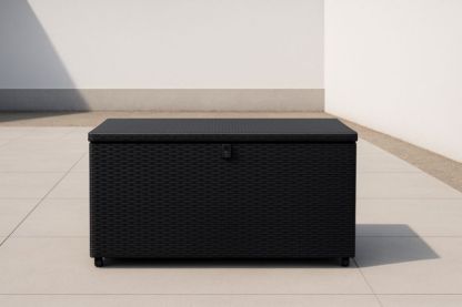 Coffre de Rangement en Résine Tressée Noir