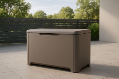 Coffre de rangement extérieur en plastique taupe 110x60x55 cm