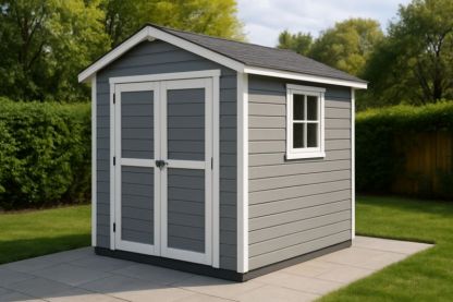 Abri de jardin en polypropylène gris avec toit à deux versants 200x150x210 cm