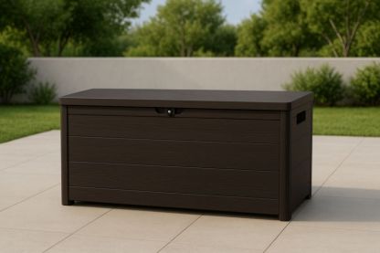 Coffre de rangement extérieur en résine marron 120x45x60 cm