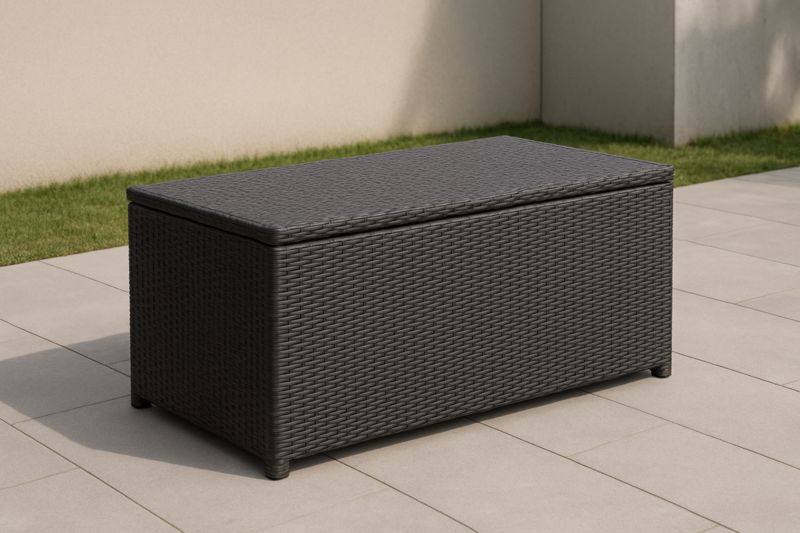 Coffre de Rangement Extérieur Résine Tressée Noir 116x50x58cm