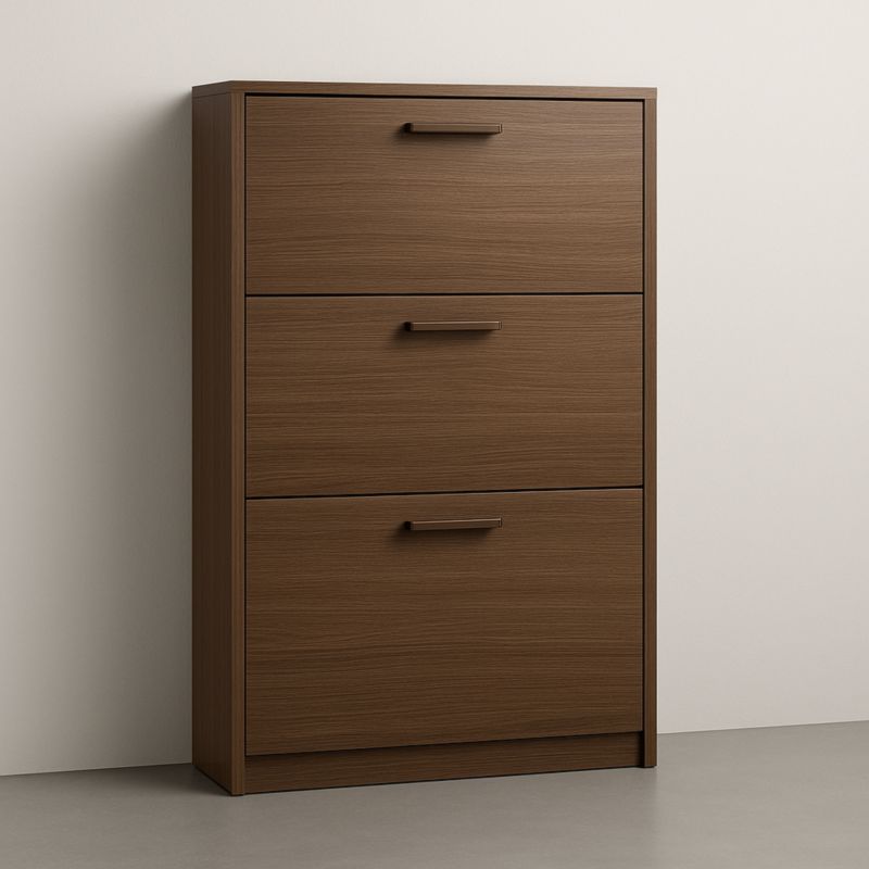 Meuble à chaussures marron 3 tiroirs MDF 120x80x24cm