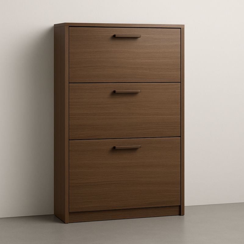 Meuble à chaussures marron 3 tiroirs MDF 120x80x24cm