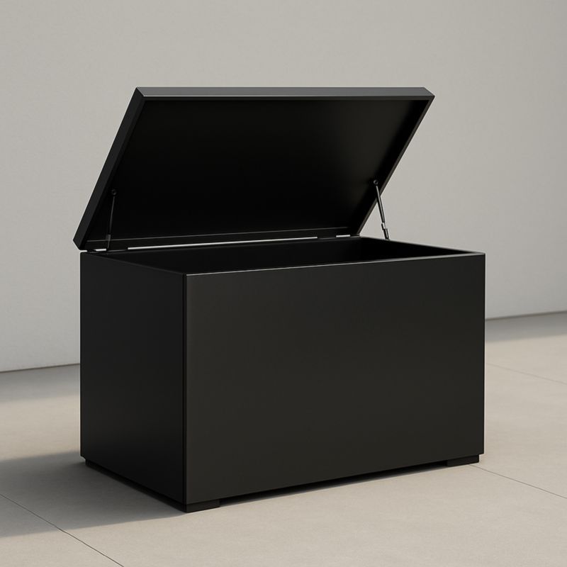 Coffre de Rangement Noir en Acier 100x50x60 cm