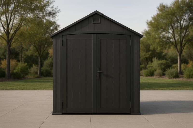 Abri de jardin en résine gris foncé avec toit incliné 210cm x 130cm x 200cm