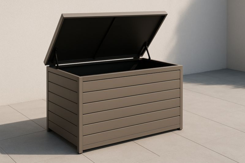 Coffre de rangement en aluminium marron pour extérieur 120cm x 60cm x 65cm