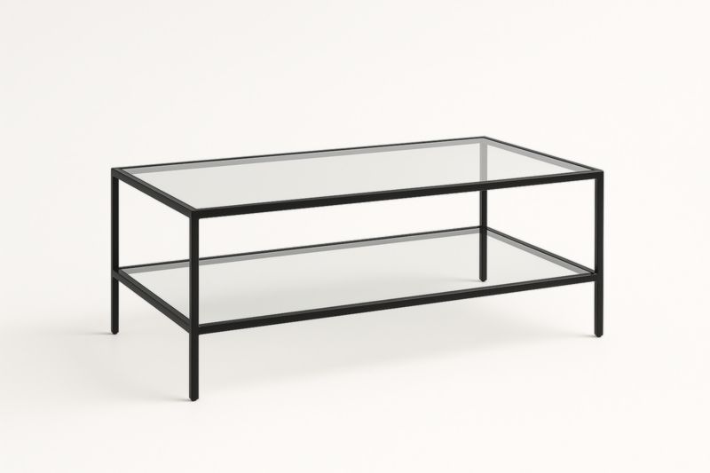 Table basse en verre trempé et acier noir