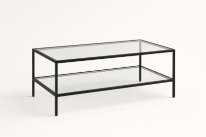 Table basse en verre trempé et acier noir