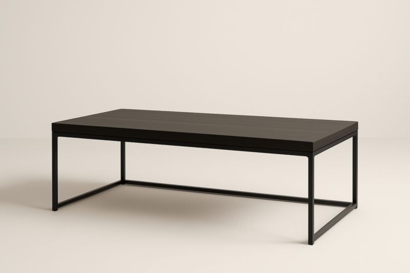 Table basse rectangulaire en bois et métal noir 120x60x40 cm