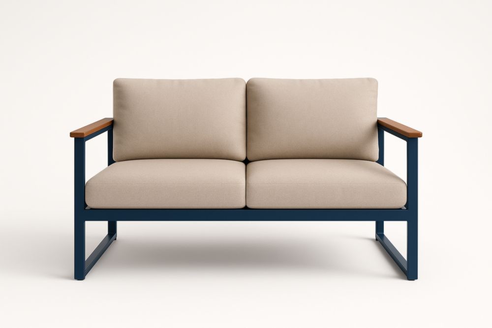 Divano due posti in Acciaio con Cuscini Beige-Dwellanivo