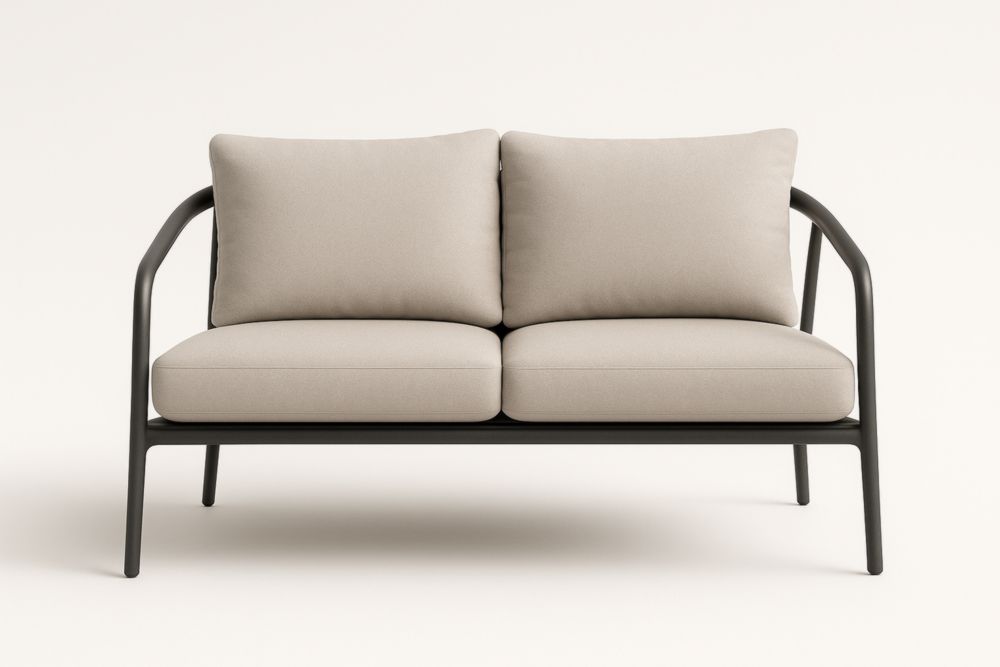 Divano a Due Posti in Metallo e Tessuto Grigio Chiaro-Dwellanivo