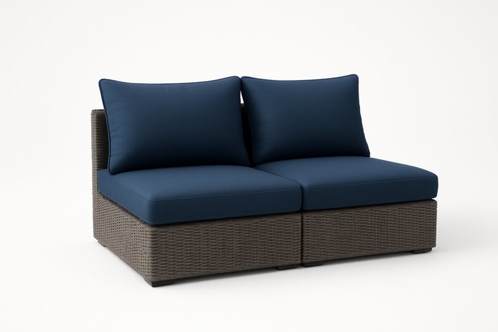 Divano modulare in rattan sintetico Blu scuro 2 posti-Dwellanivo