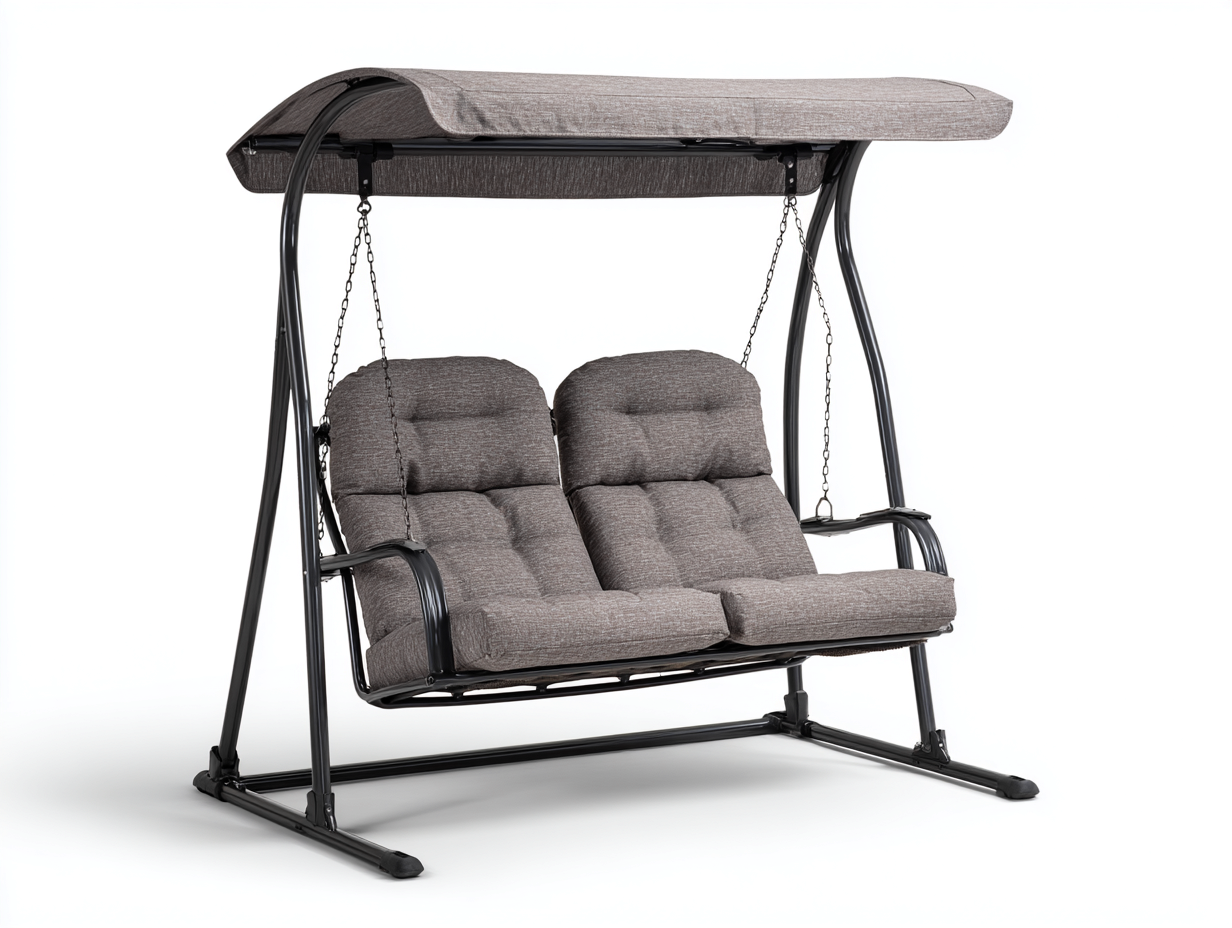 Garden Swing Seat steel frame 170x120x160 cm - grey-black - modern outdoor relaxation design-Sofamyio