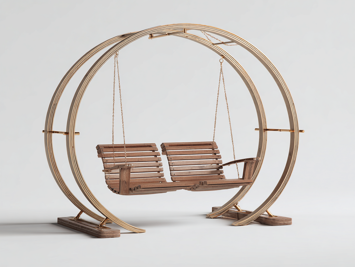 Garden Swing Seat Wooden Garden Swing Seat 230x120x200 cm - Natural-Brown - Modern Design-Sofamyio