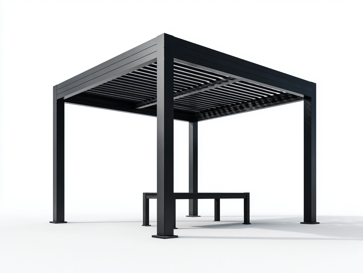 Garden Gazebo aluminium 300x300x230 cm - black - adjustable louvered roof design for outdoor use-Sofamyio