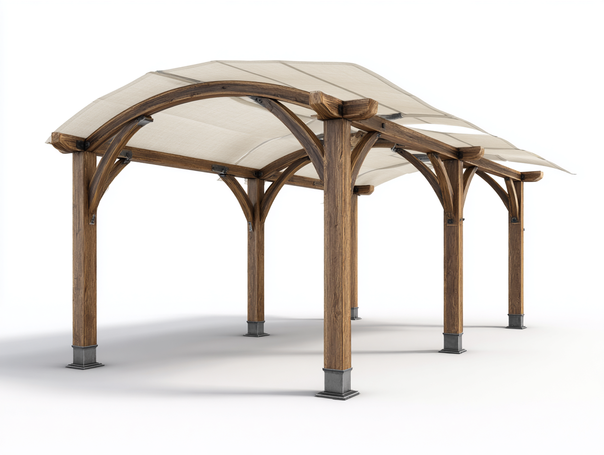 Garden gazebo wooden frame canopy roof 300x300x250 cm - brown-beige - classic outdoor shelter design-Sofamyio