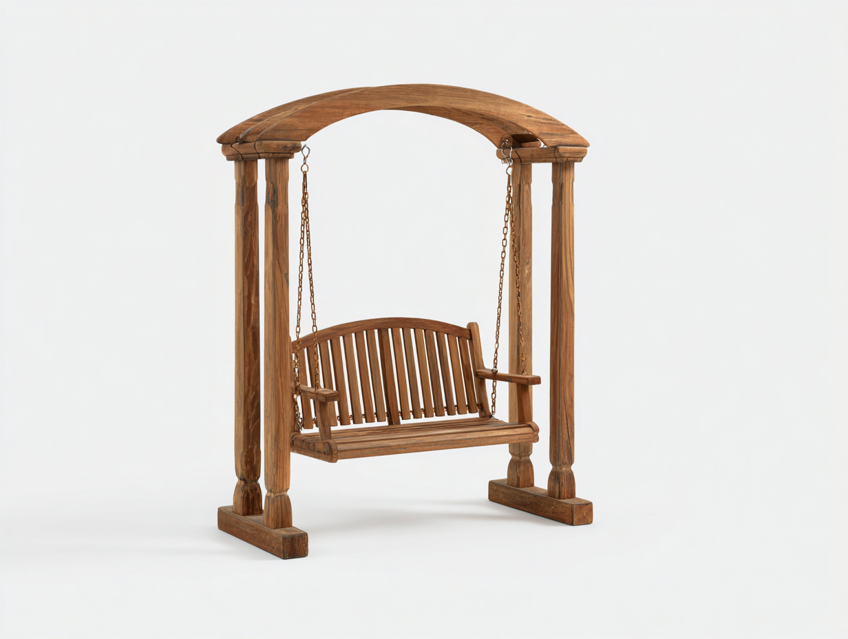 Garden Swing Seat solid wood 180x120x200 cm - brown - classic outdoor wooden swing design-Sofamyio