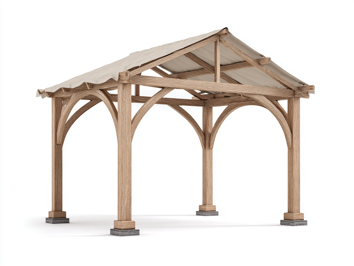 Garden Gazebo Wooden Outdoor Gazebo Solid Wood 300x300x260 cm - Natural Wood-Beige - Classic Design-Sofamyio