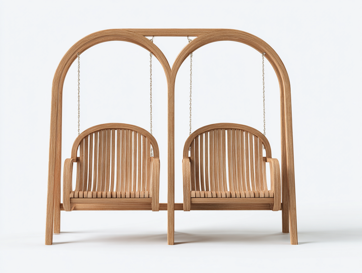 Garden Swing Seat Wooden Double Garden Swing Solid Wood 220x120x190 cm - Natural Wood - Contemporary Design-Sofamyio