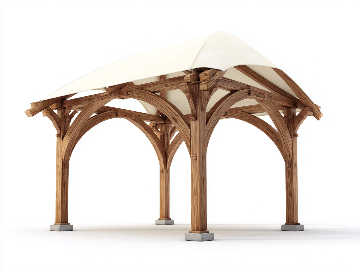 Garden Gazebo solid wood 300x300x260 cm - natural beige - classic outdoor shelter design-Sofamyio
